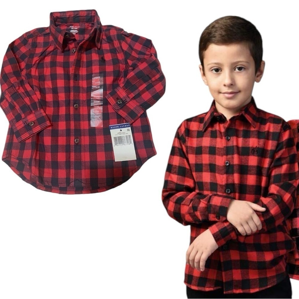 RALPH LAUREN POLO KIDS Buffalo Plaid Flannel Shirt
